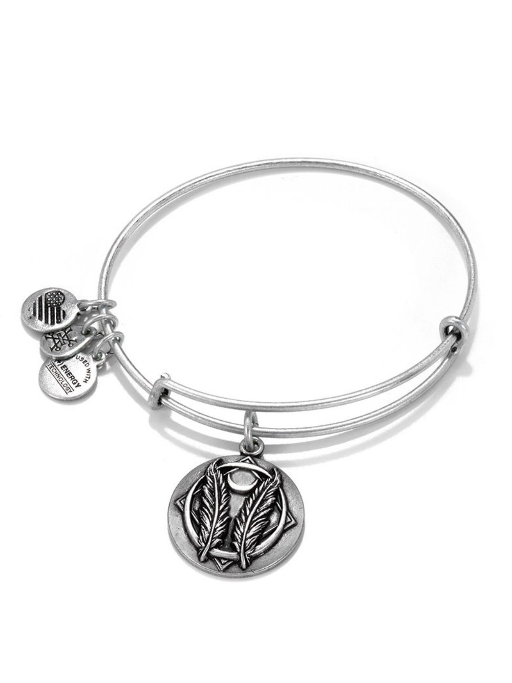 Alex and Ani Godspeed Charm Bangle Bracelet - Silver with Crystal Accent